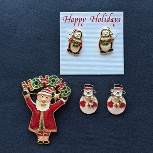 Sparkle Enameled Holiday Jewelry with swaying Snowmen